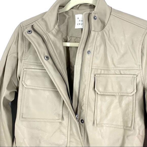 A New Day Faux Leather Jacket Tan Women’s Size XS NEW - Picture 7 of 11